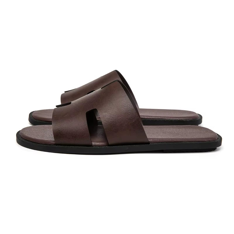Signature H-Cut Leather Sandal.