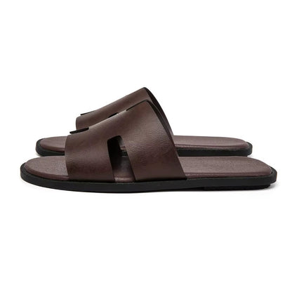 Signature H-Cut Leather Sandal.