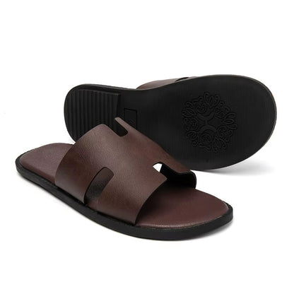 Signature H-Cut Leather Sandal.